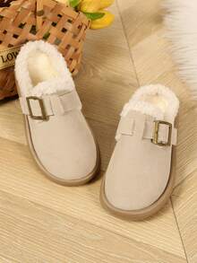 Dép thời trang trẻ em / Dép đi trong nhà/ngoài trời ấm áp lót bông cho trẻ em, size nhỏ hơn bình thường. - Màu be - Xem 3