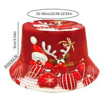 休闲卡通圣诞老人和驯鹿图案渔夫帽，Ho Ho印花，男女皆宜的圣诞派对渔夫帽 - A - 查看 3