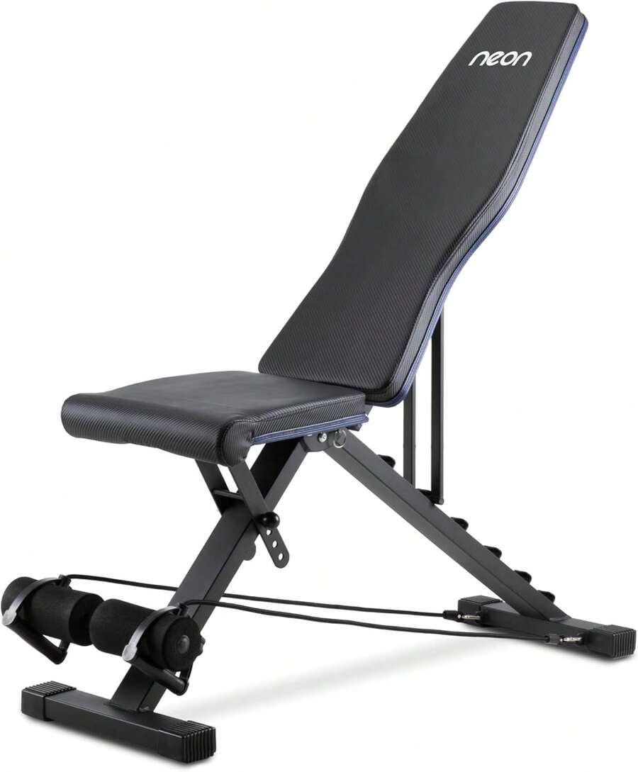 NEÓN |   Banco De Ejercicio Plegable Multiposición – Ajustable – Para Pesas Musculación – Con 2 Ligas Incluídas – Entrenamiento De Cuerpo Completo - 1 - Ver 1