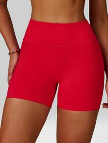 MFVIM Women's Red Slim Fit Athletic Shorts, High Waist Tummy Control Breathable Soft Stretchy Fabric Casual Sports Running Yoga Pants, Suitable For Commuting, Outdoor, Jogging, Cycling, Yoga, Pilates, Gym Workout - Red - View 7