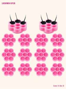 Tazas desechables de pegamento para pestañas de la marca Plum Blossom, adecuadas para extensión de pestañas y pigmento de tatuaje - Anillo de fijación de pegamento para pestañas en forma de abanico, tazas de pigmento para tatuaje de cejas, labios y delineador de ojos - Multicolor - Ver 3