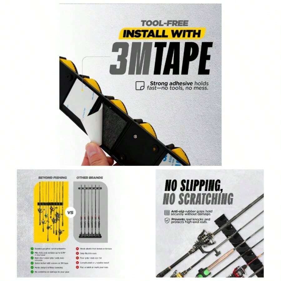 Fishing GripLock Vertical Fishing Rod Rack U2013 Wall - Mounted Fishing Rod Holder Garage U2013 Stores To 9 Rods Or Combos U2013Space - Saving Durable Fishing Rod Holders Serious Anglers