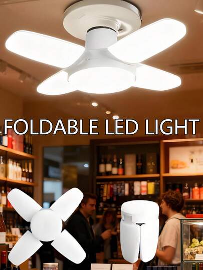 1/2/4pcs LED Bulb Ceiling Fan Blade Timing Light, AC85-265V 28W Foldable LED Bulb Ceiling Light, Suitable For Warehouse, Factory, Home, Bar, Restaurant And Hotel Decoration