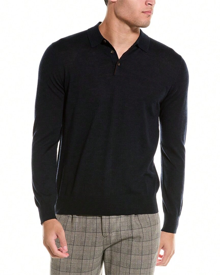 Bruno Magli Wool Polo Sweater - Màu xanh lam - Xem 1
