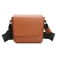 1pc Peach Tree Men's Messenger Bag, PU Leather Flap Crossbody Shoulder Bag, Casual Versatile Daily Use Small Square Bag Pouch - Multicolor - View 16