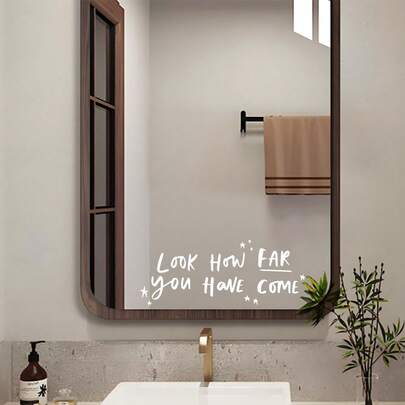 38x15.3cm "See How Far You've Come" Motivational Quote Wall Decal Sticker, Suitable For Mirror, Glass, Minimalist Text Sticker