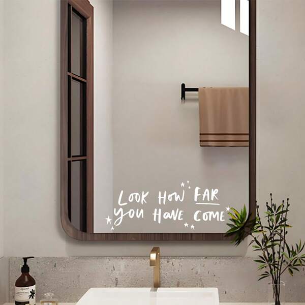 38x15.3cm "See How Far You've Come" Motivational Quote Wall Decal Sticker, Suitable For Mirror, Glass, Minimalist Text Sticker