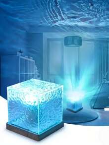 1pc 16-Color Aurora Wave Projection Night Light With Remote Control, Christmas Decor, Room Decor, Square Aurora Light, Ceiling Projector, Wave Cube Light, Suitable For Bedroom, Hallway, Bathroom, Flame Ambiance Bedside Lamp - Multicolor - View 10