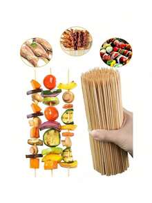 100pcs 11.8in/30cm Disposable Bamboo Skewers, For Barbecue, Marshmallow, DIY Crafts, Fresh Flowers & Fruits, Camping, Available In 200pcs/300pcs/10pcs, For Grilling, Picnic, Camping, Garden, Yard, Outdoor, Garden Decor, Outdoor Decor - Apricot - View 1