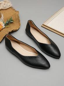 Plus Size EU Size 35-45 Fashionable Elegant Pointed Toe Flat Slip-On Shoes, Suitable For Dresses, Casual Wear, Comfortable Glitter Pointed Toe Flats, Versatile