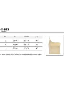 Women Camisole, One-Shoulder Solid Color Slim Fit Summer Ladies Tops For Party Club - Khaki - View 9
