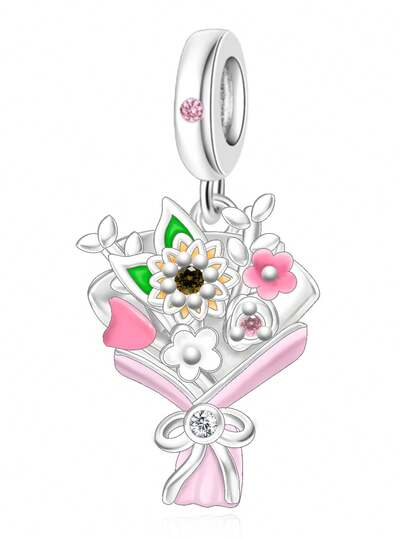 1pc Fashionable Romantic Colorful Floral Beaded Pendant, Delicate & Warm DIY Bracelet/Necklace Gift