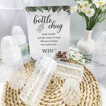 婴儿洗礼性别揭秘派对奶瓶游戏套装，配有森林风格游戏标牌和奶瓶，非常适合婴儿洗礼派对礼物、性别揭秘庆祝活动、派对游戏装饰 - 彩色 - 查看 6