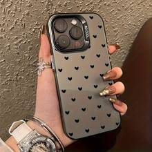 Funda de Teléfono Láser Avanzada, Múltiples Diseños de Patrón de Corazón Negro, Compatible con iPhone 16 15 14 13 12 XS XR X 7 8 12/13 Mini Plus Pro Max SE, Regalo de Cumpleaños/San Valentín/Novia Novio/Día de los Inocentes - Colores mixtos - Ver 3