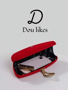 1件装奢华天鹅绒盒形派对手提包，水滴形搭扣装饰晚宴包，适合宴会、舞会、正式场合，可作斜挎包、时尚派对包，是派对、婚礼、舞会、晚宴/宴会的完美之选，也是女士舞会礼服、亮片连衣裙、闪亮连衣裙、女士优雅连衣裙的理想配饰。 - 紅色 - 查看 5