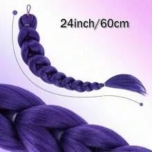 Purple Braiding Ponytail Hair Extensions For Women, Synthetic Braiding Hair With Rubber Band Long Ponytail Sleek Wrap Around Hair Pieces - Multicolor - View 5