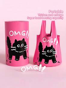 50pcs/Pack Thick Garbage Bags, Vest Style Portable Home Trash Bags, Cute Red Cat Trash Bags, Large Kitchen Food Waste Bags, Economic And Practical Cleaning Bags - Multicolor - View 9