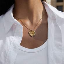 S SHOPBOHO 1 pezzo Collana con ciondolo a forma di cuore con texture a raggiera dorata, gioiello romantico e iconico per le donne