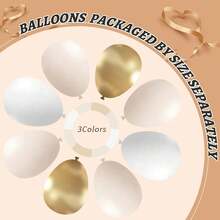 Champagne Gold Balloon Arch Set, Includes 18", 10", 5" White & Gold Metal Latex Balloons, Suitable For Boho, Neutral Tone Baby Shower, Wedding, Bridal Shower, Birthday Decor - Sandy White Metal Gold - View 3