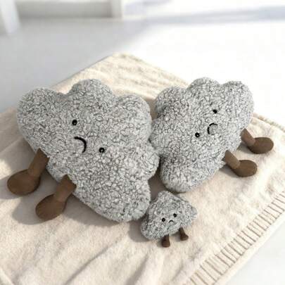 1 búp bê nhồi bông hình đám mây hoạt hình, gối tựa lưng sofa màu xám nhiều kích cỡ, búp bê Kawaii buồn dự báo thời tiết, tựa đầu mềm mại và thân thiện với da, quà tặng bạn bè