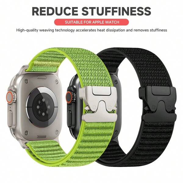 Pulseira elástica de nylon compatível com Apple Watch Ultra 3/2 49mm 11 10 9 8 7 6 5 SE3 com fivela de paraquedas para relógios de 46/42/45/41/44/40mm.