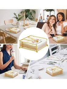 Scandinavian Metal Napkin Holder, Iron Tissue Dispenser Stand For Kitchen, Dining Table, Cafe & Restaurant Use - Gold - View 3