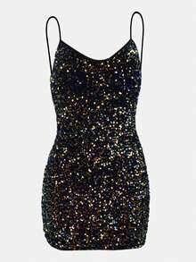 Sequin Cami Bodycon Dress - Multicolor - View 1