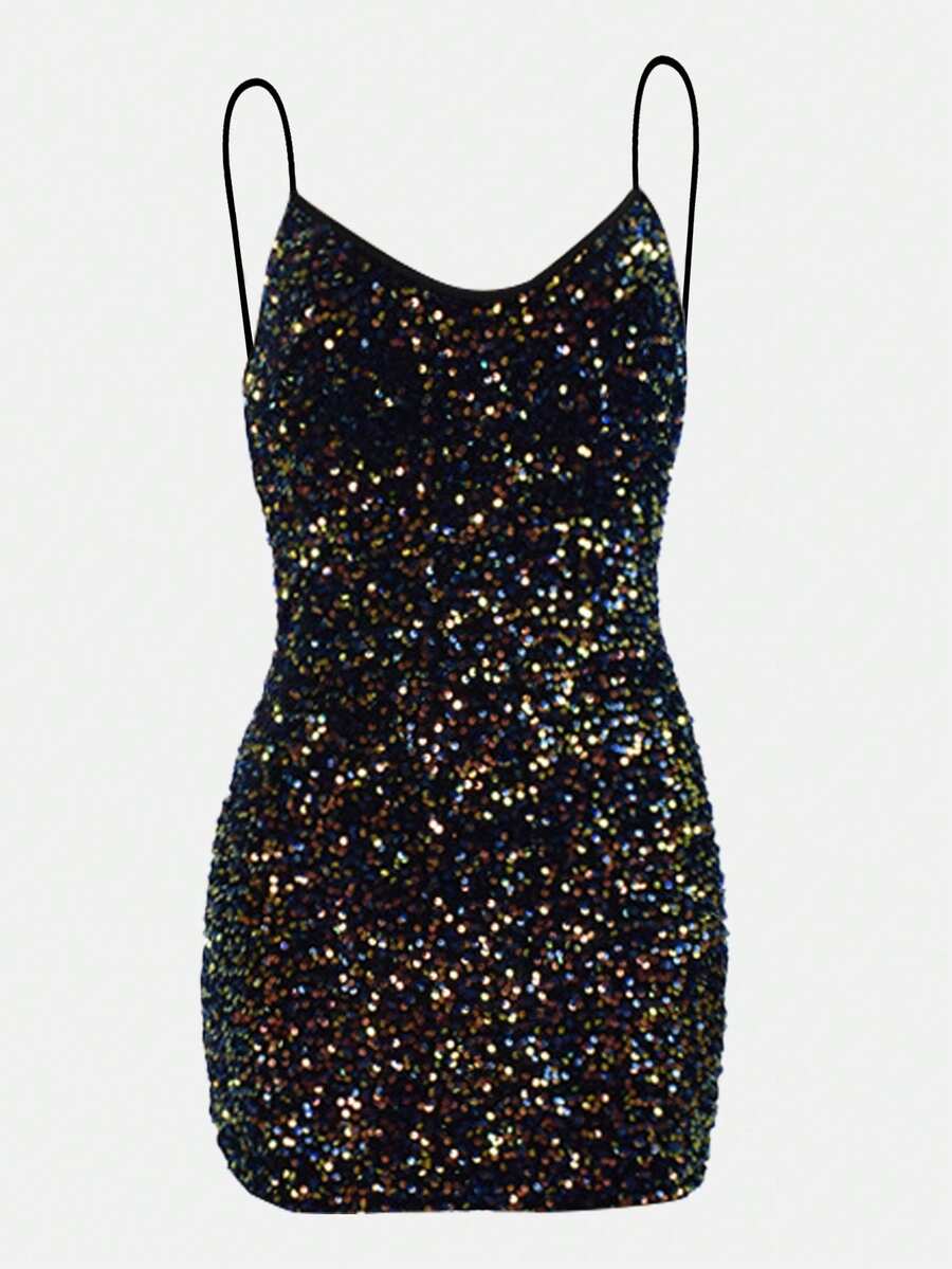 Sequin Cami Bodycon Dress - Multicolor - View 1