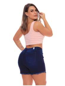 Women Denim Shorts - Rửa tối - Xem 5