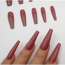 Colored Coffin Press On Nails Long Ballerina False Fake Nail Tips Full Cover Manicure Design Acrylic Nails 100pc For Women Teen FFgirls (Coffee){Inchcolor_nameinch:InchCoffeeinch} - 咖啡 - 查看 3