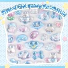 3D Cute Stickers Cartoon Blue Rabbit Puff Stickers Kawaii Puffy 3D Reusable Tiny Patch Scrapbooks Planner Journals Laptops Phone Case Decoration - Blue Rabbit - 查看 3