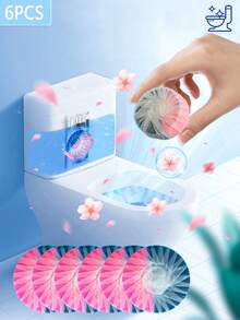 FoBianJie 1入組40g自動馬桶清潔系統,包括馬桶清潔劑、除臭劑、尿漬去除片、水槽污垢去除劑和一般清潔用品