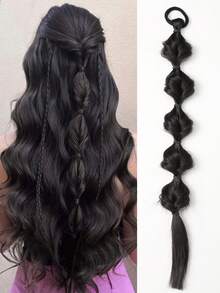 20英寸手工编织马尾辫，带松紧带，适合女性日常佩戴，1条装