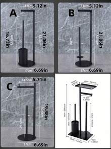 منصة تخزين حمام قطعة واحدة، حامل أنابيب ورق التواليت من الفولاذ المقاوم للصدأ ومنصة حامل الفرشاة، مُنظم