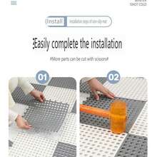 12 件套优质防滑浴室地垫套装 - 防水、防潮、易清洁，带排水孔，适用于家庭、酒店和餐厅 - 打造舒适沐浴体验的完美装饰。浴室防滑地垫，浴室淋浴房地垫 - 彩色 - 查看 13