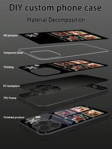 1pc Customized Phone Case With 4 Christmas Family Portrait Photos, Creative Couple & Pet Design, Compatible With Samsung S24 Ultra/S25 Ultra And Apple 17 ProMax/16 ProMax/15 Pro/14 Plus/13 Pro/12 Pro Max/11/Xs Max/8/7/6 Plus, Best Gift For Boyfriend/Girlfriend - Black - View 4