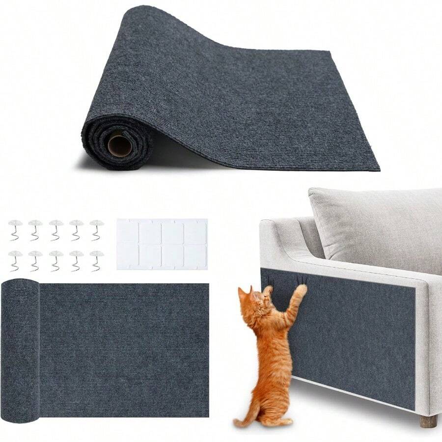 TFKI Catify Cat Scratcher Fun Interactive Scratchers Claw  Furniture Saver Indoor Play Support Natural Cat Behaviors Heavy Duty - Gray 39.4 X 15.8 - 灰色394x158 - 查看 1