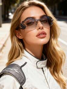 一副个性化时尚眼镜，休闲百搭，精致优雅，适合家庭出游、旅行、海滩、音乐节和日常佩戴。 - 白水銀色 - 查看 4