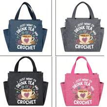 Bolsa de almacenamiento tejida de gran capacidad - Con diseño de cremallera, bolsa de artesanía de poliéster lavable a máquina, adecuada para tejer, ganchillo, tejer - Regalo perfecto para entusiastas del tejido (Rojo), Bolso de tela estampado, Bolsa de almuerzo con cierre de cremallera , Bolsa de almuerzo para mujeres, Lonchera para la escuela para viajar, Bolsa portátil impermeable, Bolsa de almuerzo aislada, Lonchera - Multicolor - Ver 3