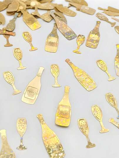 45g/3packs Gold Glitter For Wine Glasses, Metallic Foil Wine Glass Glitter, Party Wedding Decor, Shiny Accents, High Quality Embellishments, Decorations, Decorative Flakes, Holiday Shoppers, Wedding Decorators, Festival Decor, Celebration Supplies