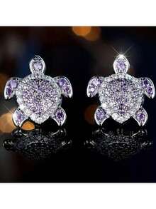 Pair Of Cute And Exquisite Turtle Earrings, Women's Party Banquet Fashion Accessories - 藍色 - 查看 8