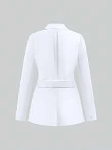 cimmuovere 女款長袖多口袋刷手服護理師刷手服工作服 牙醫醫療寵物醫院實驗室白大褂 春秋款 - 白色 - 查看 2
