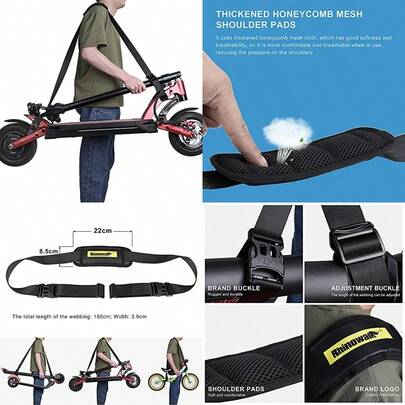 Scooter Accessories Shoulder Strap Adjustable Kick Scooter Carrying Strap With Shoulder Pad For Electric Scooter Foldable Bicycle Bikes