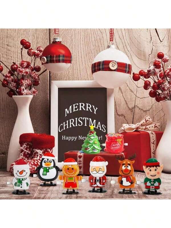 1/2/3pcs Christmas Wind Up Toys, Christmas Stocking Stuffers, Xmas Tree Santa Claus Clockwork Chain Toy, Classroom Prizes Birthday Gifts Christmas Party Favors Goody Bag Fillers