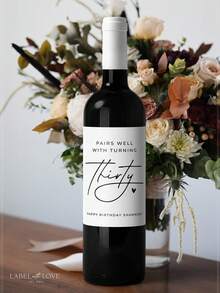 1pc Personalized Wine Bottle Sticker | Customized Photo Wine Label Waterproof & UV Resistant | Party Decoration Sticker | Wedding, Birthday, Anniversary, Engagement, Custom Wine Bottle Label | Unique Same- Partner Gift Idea | LGBTQ Wedding Decor - Birthday - View 2
