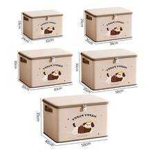 Cute Sausage Dog Lockable Storage Box - Foldable Fabric Bin With Zipper Lid & Handles - Multicolor - View 4