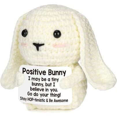 1pc Mini Inspirational Positive Vibes Woven Rabbit Graduation Gift, Suitable For Daughter, Son, Niece, Granddaughter, Grandson, Sister, Brother, Fun Cheerleader Rabbit Decor, Handmade Woven Animal, Cute & Comfortable Unisex Companion, Birthday Gift, Holiday, Fun Rabbit Gift!