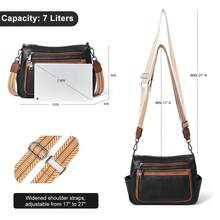 Bluome 7L Crossbody Purses For Women, Vegan Leather Shoulder Bag Handbags Medium Hobo Bag With Guitar Strap,Vacation Essentials&Back-To-School Essentials,Christmas Gifts - 主黑配棕 - 查看 3