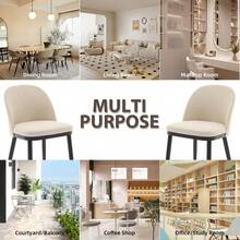 strundghti Upholstered Dining Chairs Set Of 2/4/6,Modern Fabric Kitchen Side Chairs With Thick Cushions And Wood Legs,Comfy Dining Room Chairs With Curved Backrest For Restaurant/Cafe - Beige-4 pcs - View 5