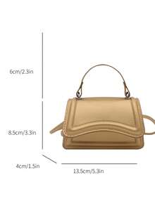 迷你女士手提包，轻便便携迷你托特包，2025年夏季新款流行翻盖纯色小包，单肩斜挎包 - 金色 - 查看 5